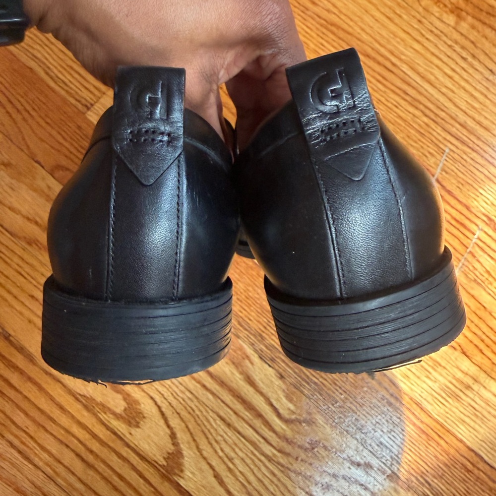 Cole Haan Black Leather Penny Loafers with Tan Insoles - Picture 4 of 4